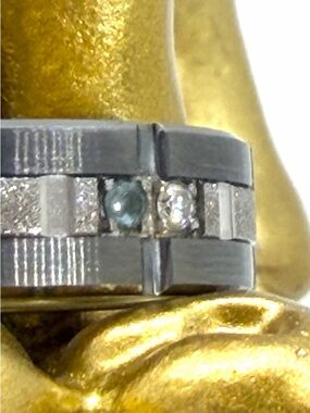 Tungsten Aquamarine & Diamond Basket Designed Ring